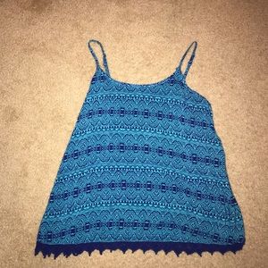 Spaghetti strap blue tank top